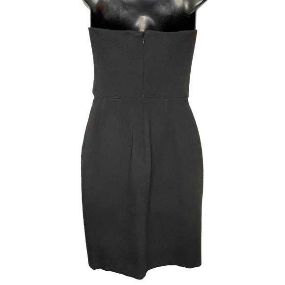 Ann Taylor Strapless Lined Satin Finish Black Cocktail Dress LBD Size 0 - Picture 5 of 9